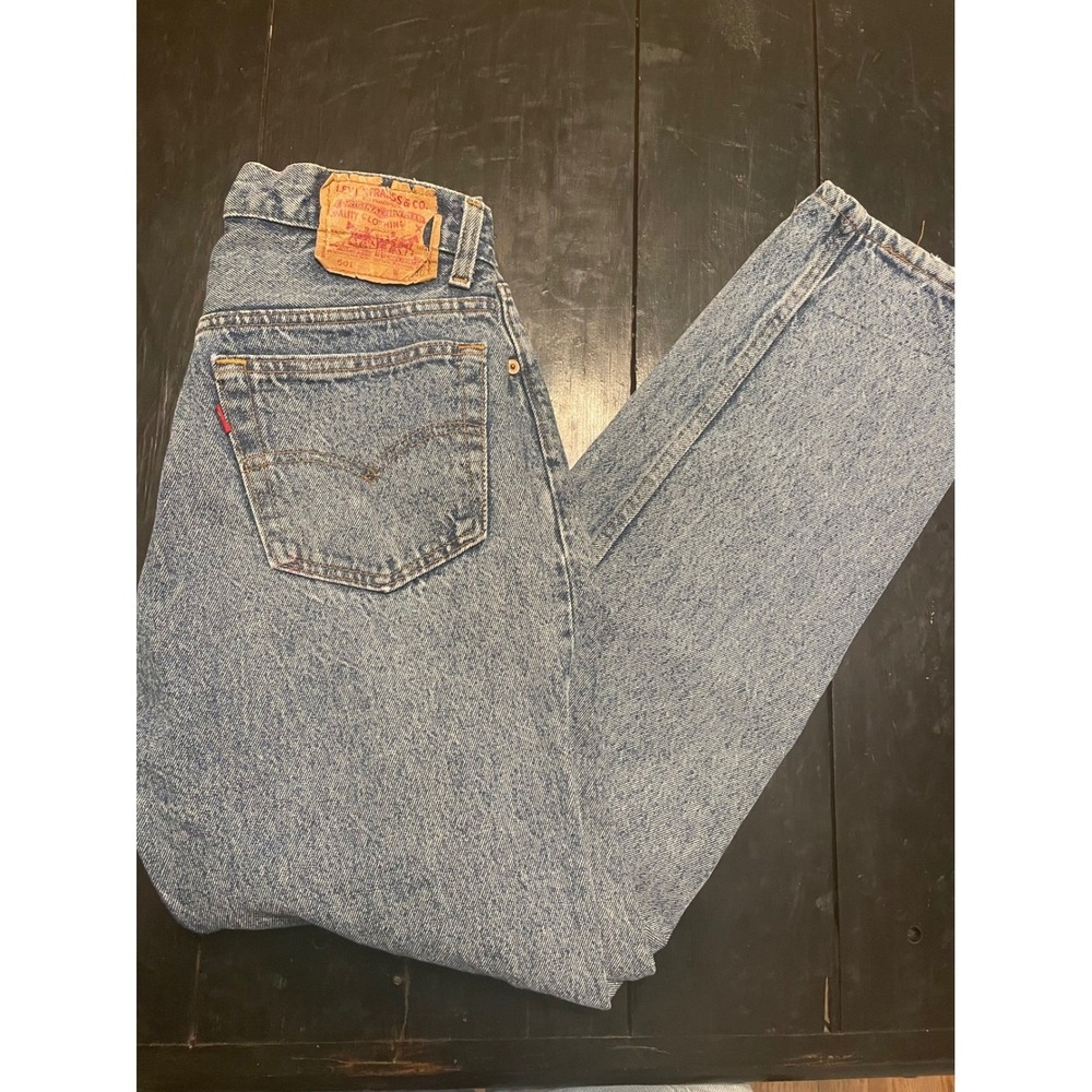 Levi's 501 Jeans Distressed Acid Wash Button Fly Denim Womens Size 31x30